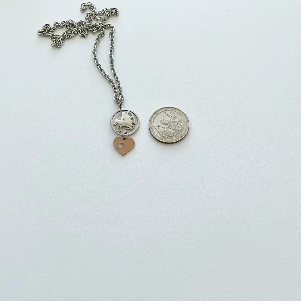 🆕 Sagittarius Zodiac and Heart Pendant Necklace-Stainless Steel